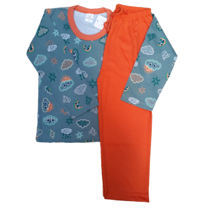 0350 Pijama Nuvens com Calça Laranja 4